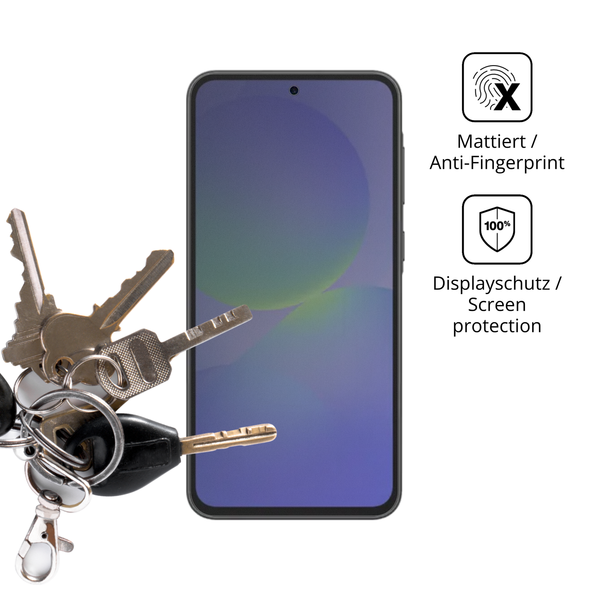 dipos Displayschutz für Samsung Galaxy F70e, mattierte Oberfläche, Blickschutzfilter und perfekter Passform