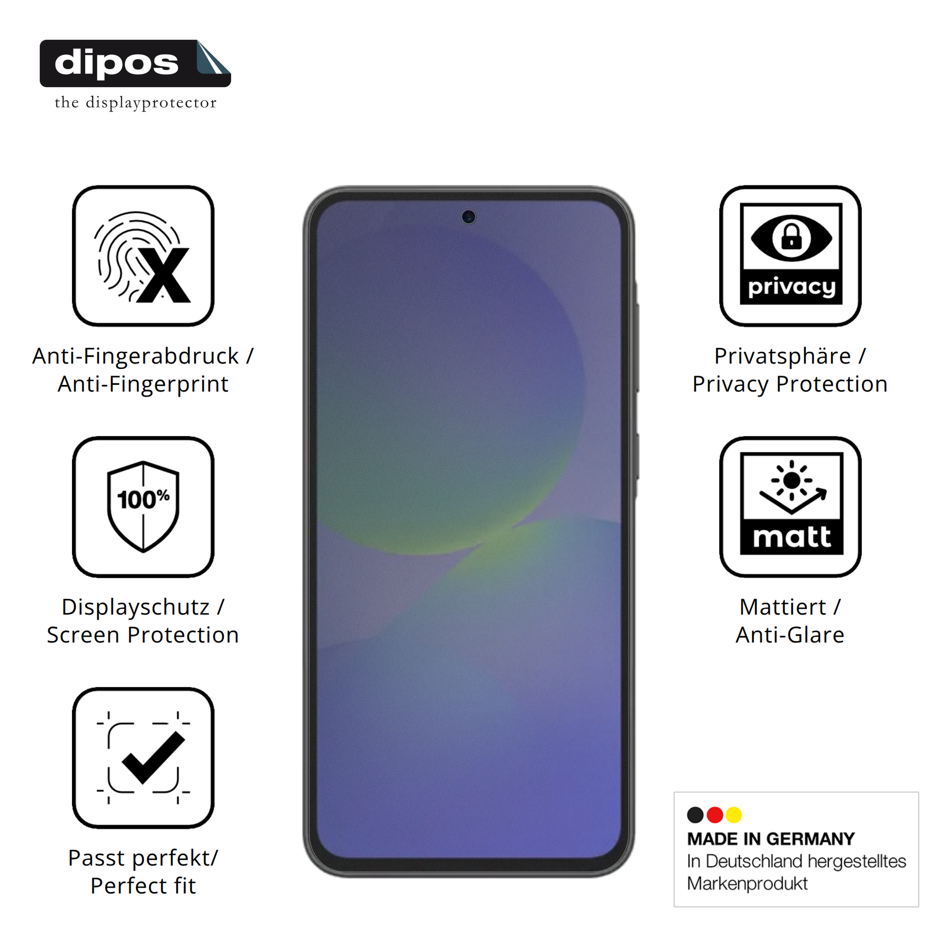 Privatsphäre-Schutz durch Sichtschutz-Folie passend zugeschnitten für Samsung Galaxy F70e