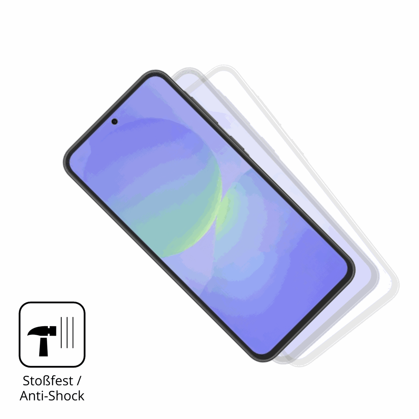 Schutz gegen Kratzer auf dem Samsung Galaxy F70e Glas durch Schlüssel, Stöße gegen die Tischkante oder Stürze