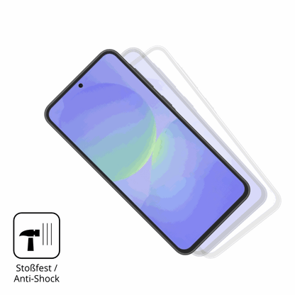 Schutz gegen Kratzer auf dem Samsung Galaxy F70e Glas durch Schlüssel, Stöße gegen die Tischkante oder Stürze