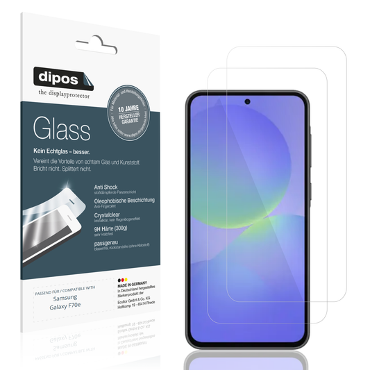 Klare Displayschutzfolie von dipos passend für Samsung Galaxy F70e, 9H kratzfest und blasenfrei montiert