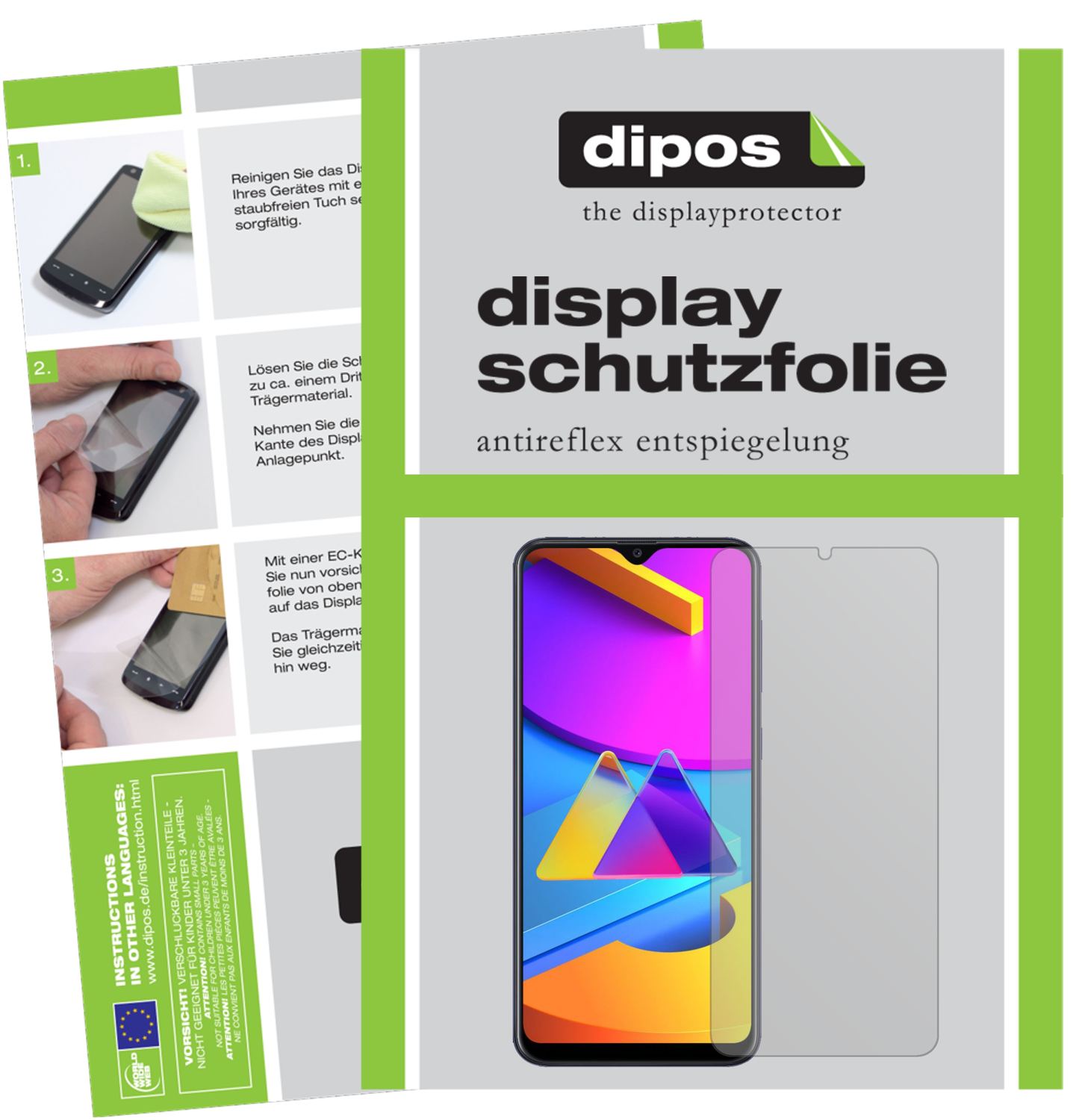 Matte Displayschutzfolie von dipos passend für Samsung Galaxy M10s, präziser Zuschnitt und blasenfrei montiert