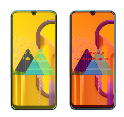 SamsungGalaxy M31s mit aufgebrachter dipos Displayschutzfolie, glasklare Darstellung ohne Einschränkungen