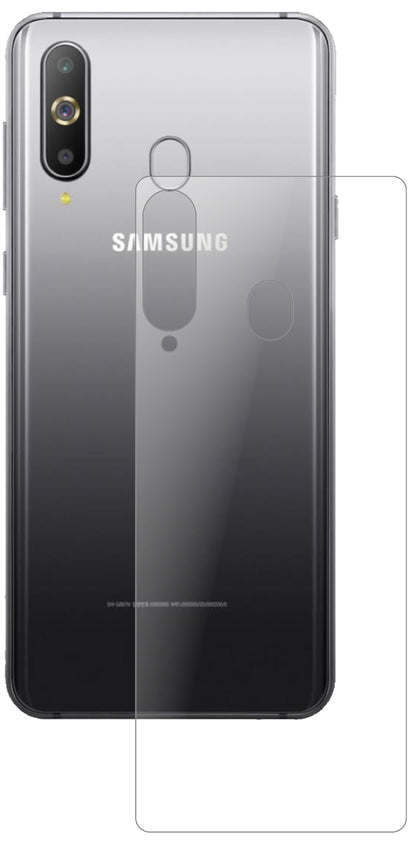 SamsungGalaxy M40 Rückseite mit aufgebrachter dipos Panzerfolie, die lästige Fingerabdrücke minimiert
