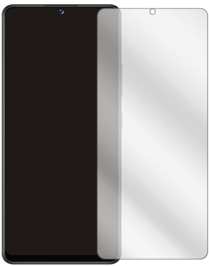 SamsungGalaxy M42 5G mit aufgebrachter dipos Displayschutzfolie, glasklare Darstellung ohne Einschränkungen