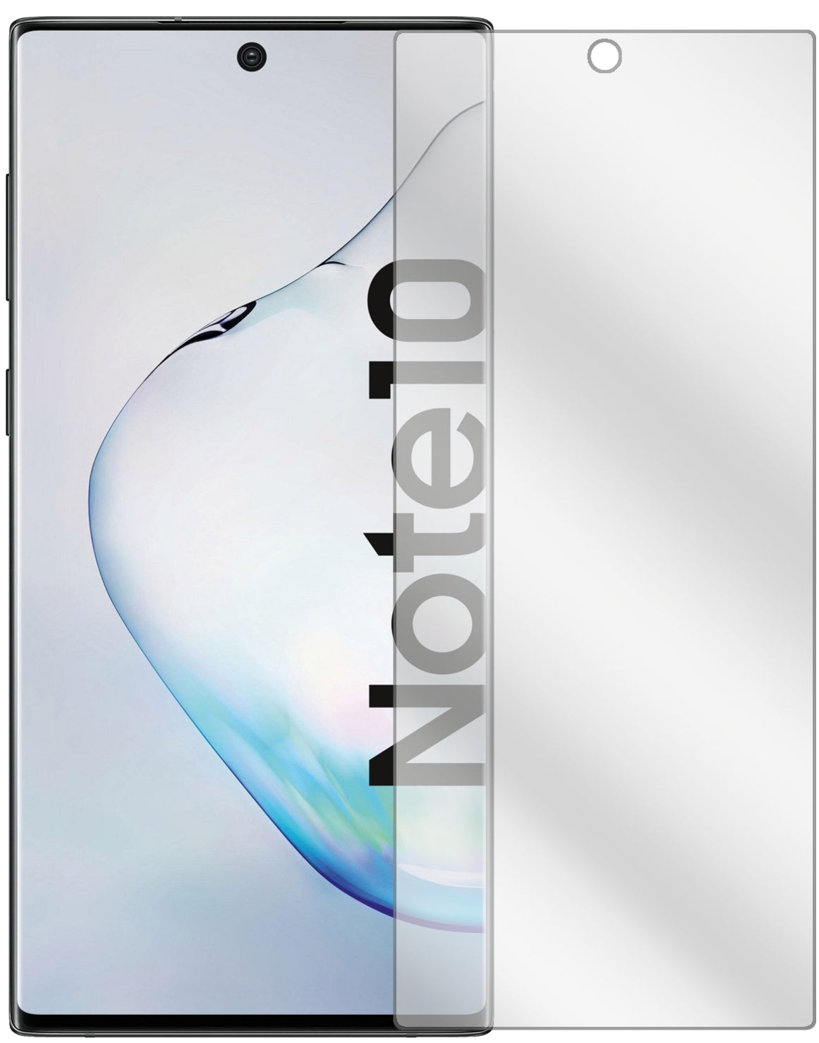 SamsungGalaxy Note 10 5G mit aufgebrachter dipos Displayschutzfolie, glasklare Darstellung ohne Einschränkungen