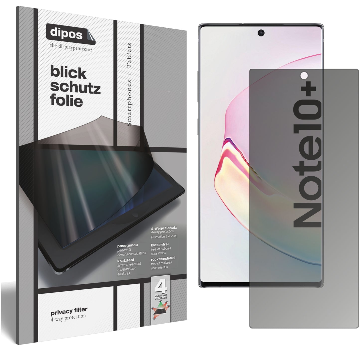 Blickschutzfolie für Samsung Galaxy Note 10 Plus 5G matt Schutzfolie Privacy