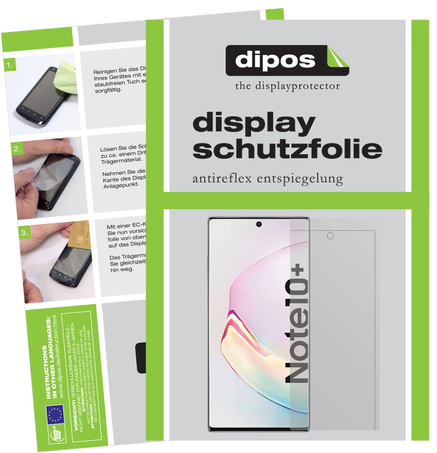 Matte Displayschutzfolie von dipos passend für Samsung Galaxy Note 10 Plus 5G, präziser Zuschnitt und blasenfrei montiert