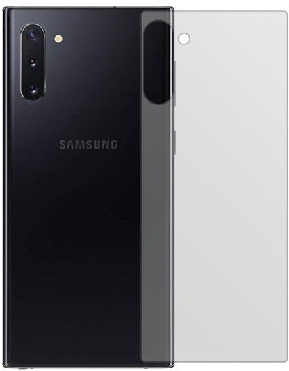 SamsungGalaxy Note 10 Rückseite mit aufgebrachter dipos Displayschutzfolie, die lästige Fingerabdrücke minimiert