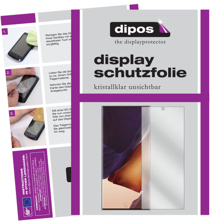 Klare Displayschutzfolie von dipos passend für Samsung Galaxy Note 20, präziser Zuschnitt und blasenfrei montiert