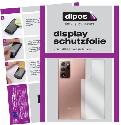 Klare Displayschutzfolie von dipos passend für Samsung Galaxy Note 20 Ultra Rückseite, präziser Zuschnitt und blasenfrei montiert