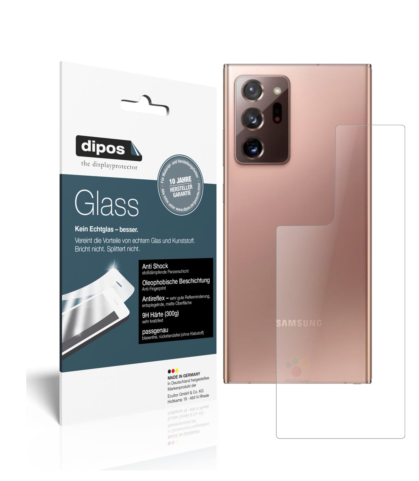 1x 9H Schutzfolie matt für Samsung Galaxy Note 20 Rückseite Panzerfolie