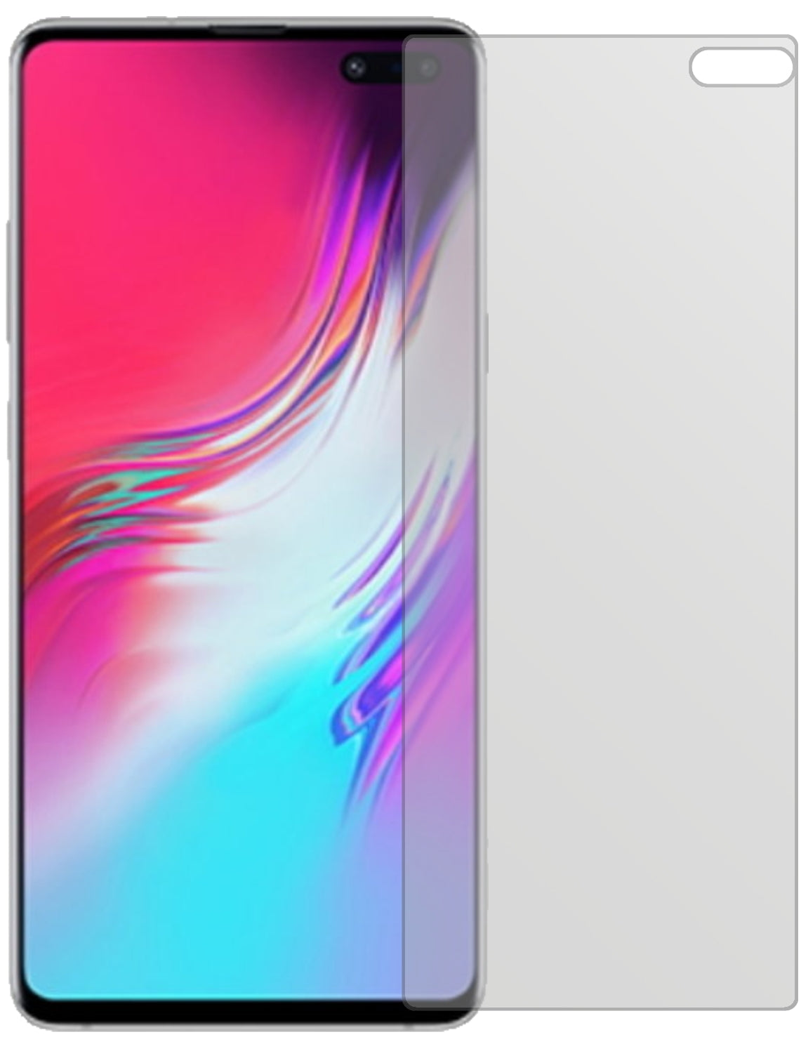SamsungGalaxy S10 5G mit aufgebrachter dipos Displayschutzfolie, die lästige Fingerabdrücke minimiert