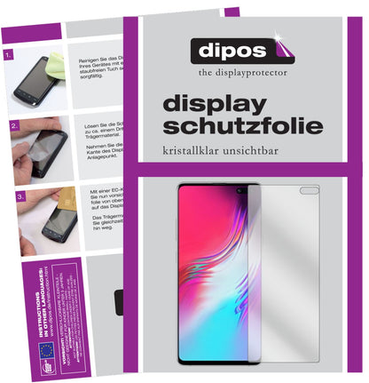 Klare Displayschutzfolie von dipos passend für Samsung Galaxy S10 5G, präziser Zuschnitt und blasenfrei montiert