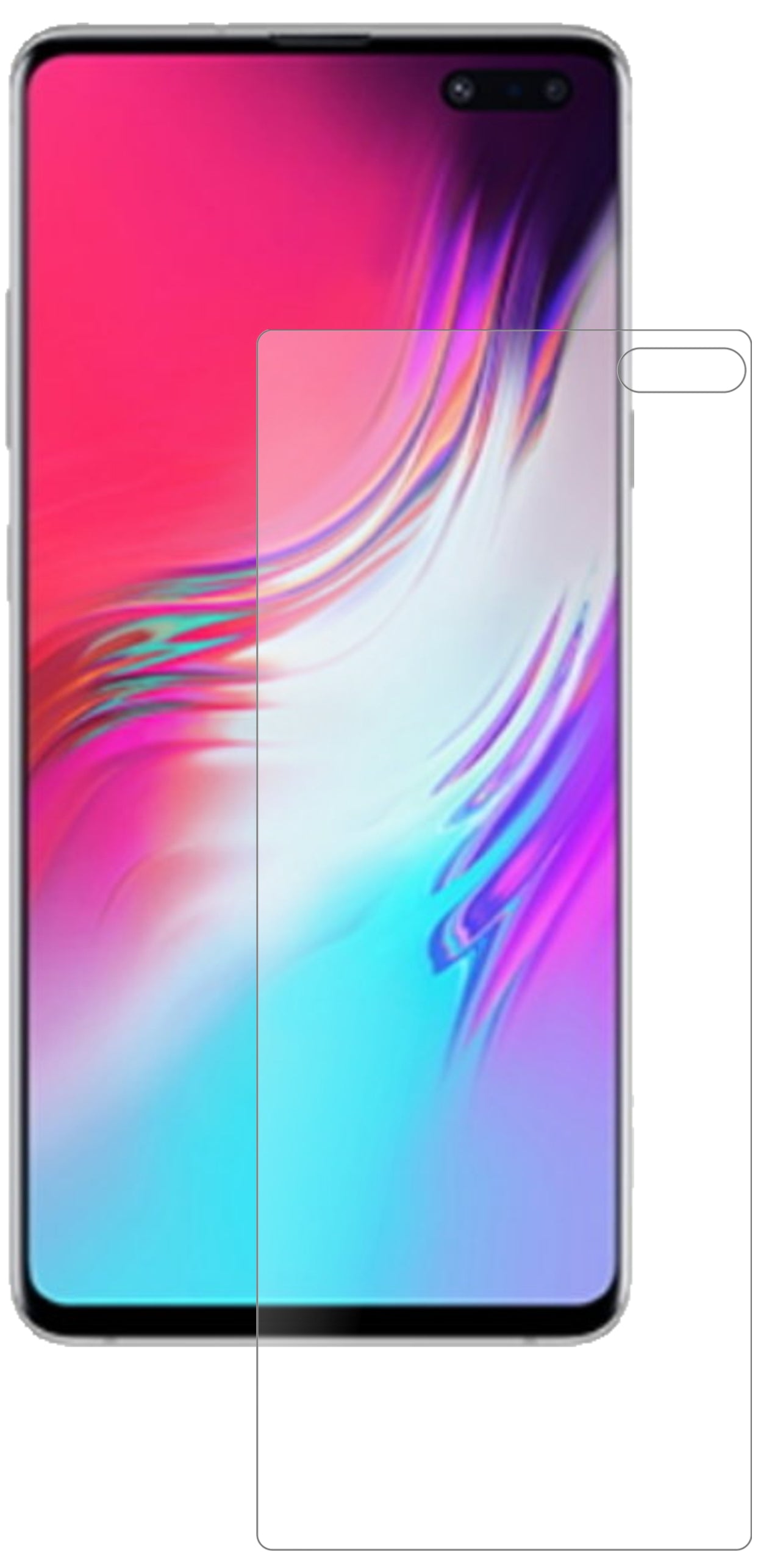 SamsungGalaxy S10 5G mit aufgebrachter dipos Panzerfolie, die lästige Fingerabdrücke minimiert