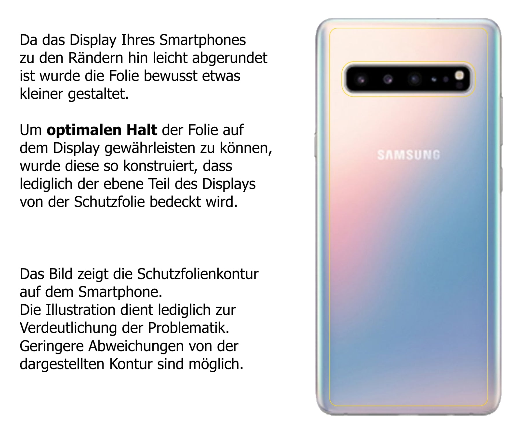 Schutzfolie mit optimaler Passform, zur Verwendung mit Hüllen geeignet