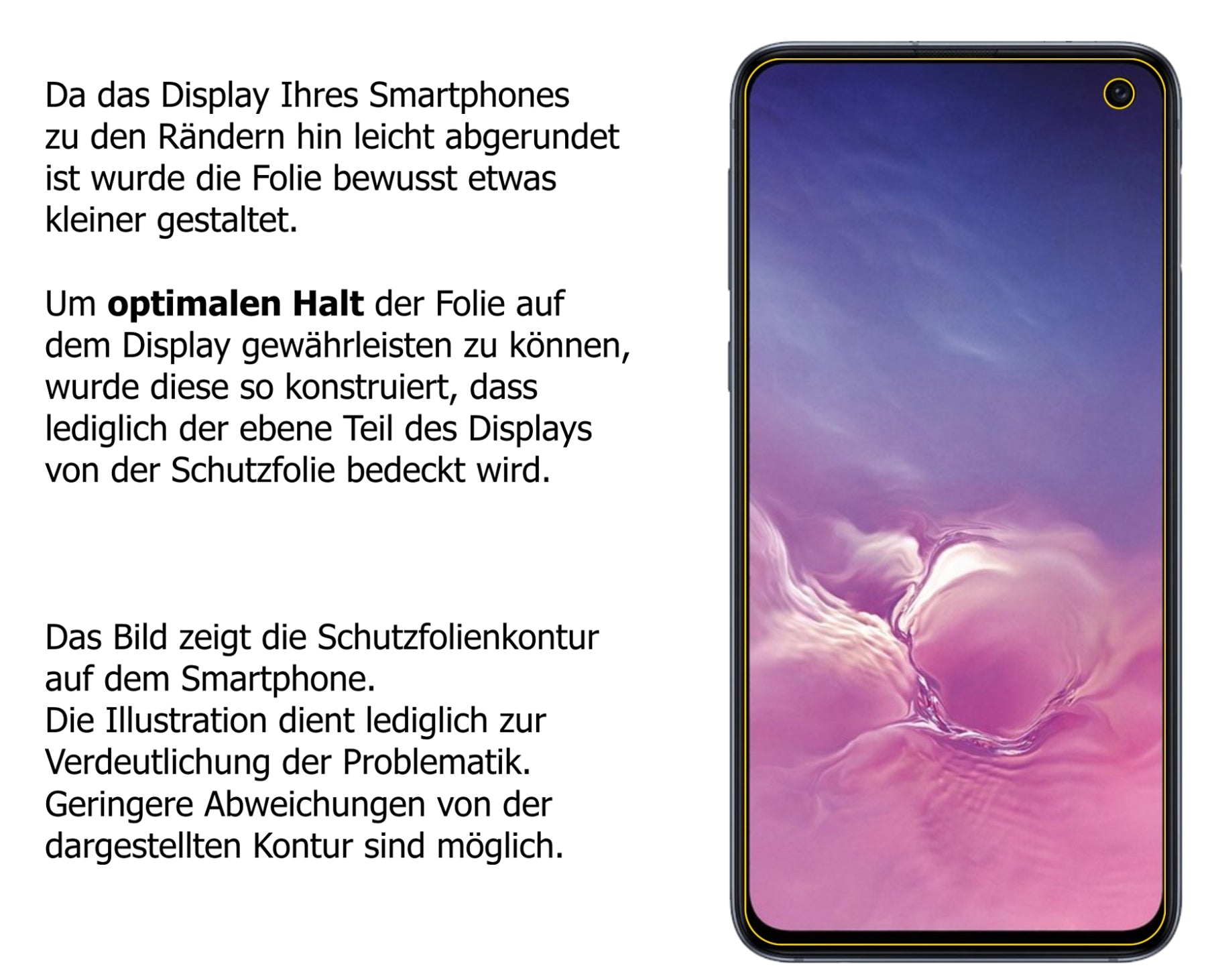Schutzfolie mit optimaler Passform, zur Verwendung mit Hüllen geeignet