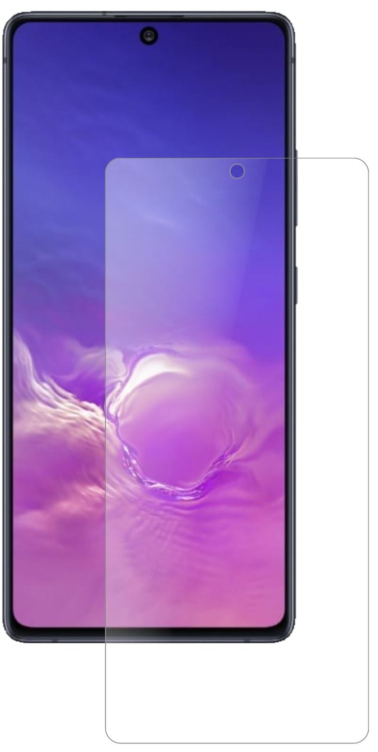 SamsungGalaxy S10 Lite mit aufgebrachter dipos Panzerfolie, die lästige Fingerabdrücke minimiert