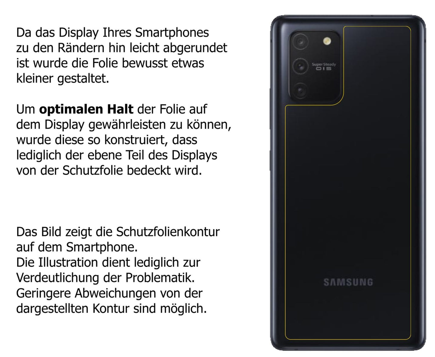Schutzfolie mit optimaler Passform, zur Verwendung mit Hüllen geeignet