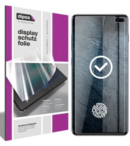Klare Displayschutzfolie von dipos passend für Samsung Galaxy S10 Plus, präziser Zuschnitt und blasenfrei montiert