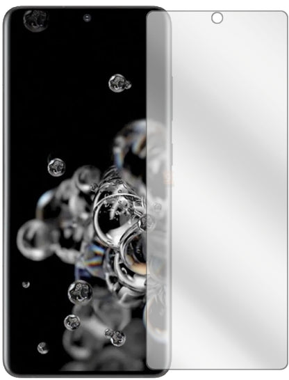 SamsungGalaxy S20 Ultra 5G mit aufgebrachter dipos Displayschutzfolie, glasklare Darstellung ohne Einschränkungen