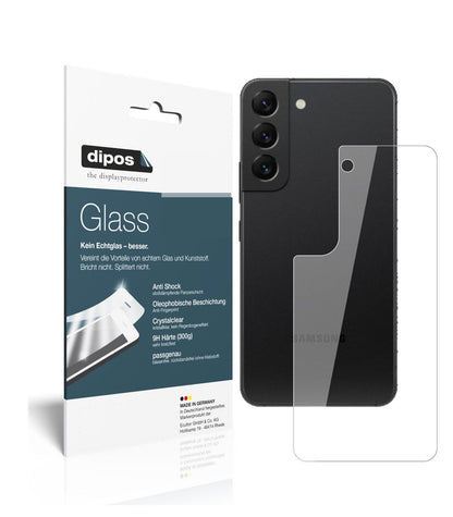 Klare Displayschutzfolie von dipos passend für Samsung Galaxy S22 Rückseite, 9H kratzfest und blasenfrei montiert
