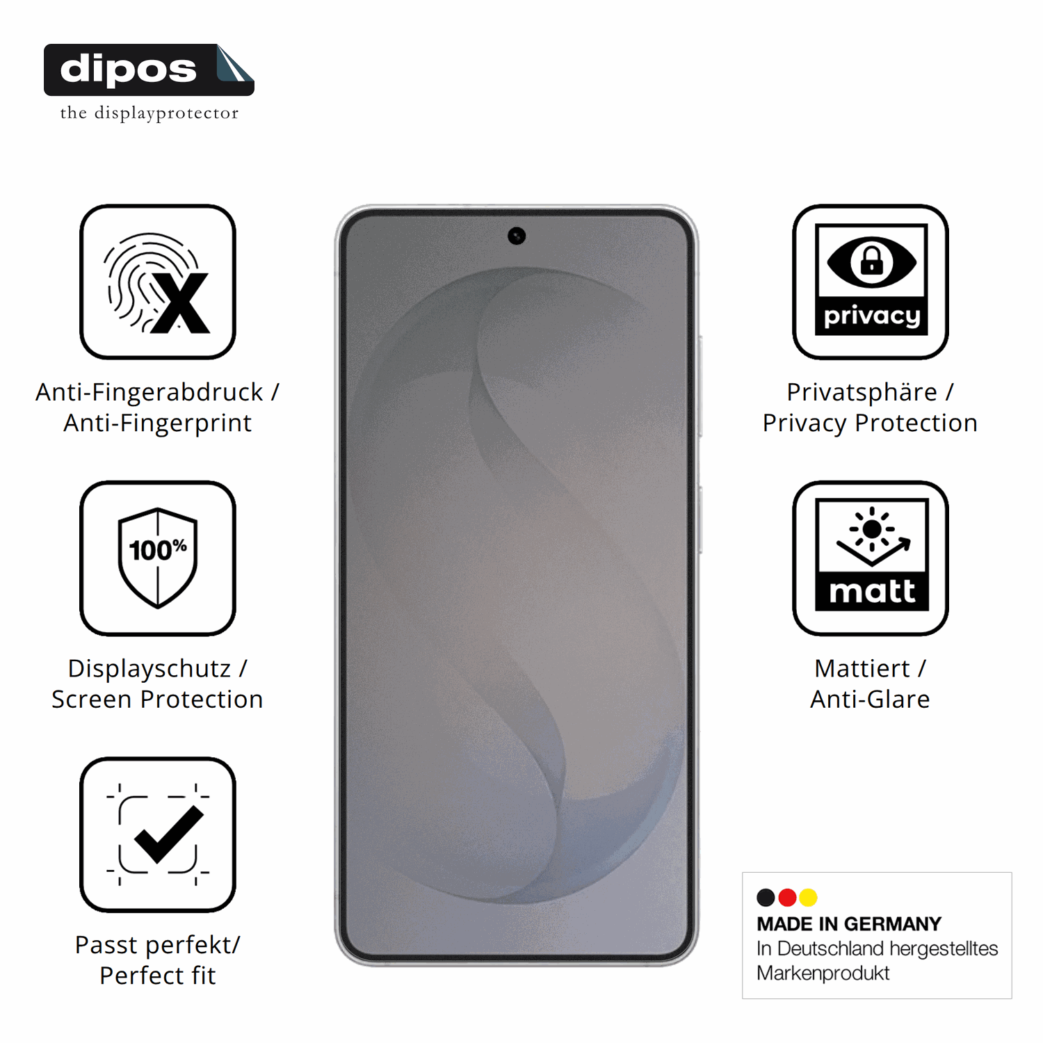 Privatsphäre-Schutz durch Sichtschutz-Folie passend zugeschnitten für Samsung Galaxy S26