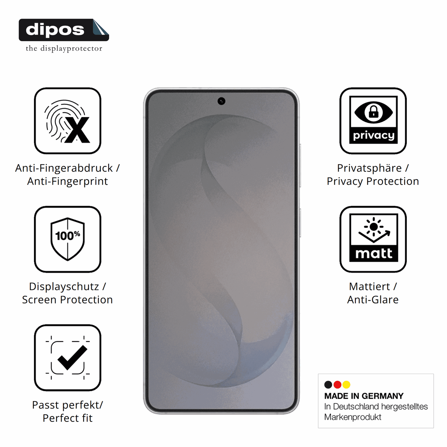 Privatsphäre-Schutz durch Sichtschutz-Folie passend zugeschnitten für Samsung Galaxy S26 Plus