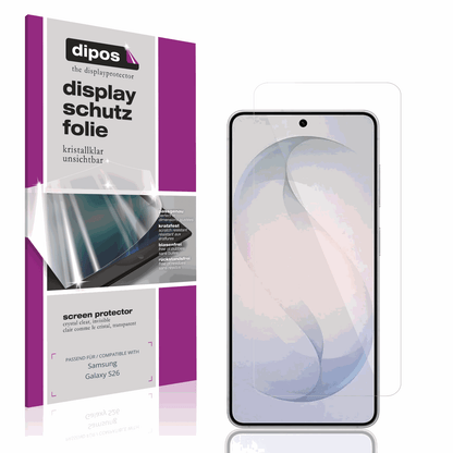 Klare Displayschutzfolie von dipos passend für Samsung Galaxy S26, präziser Zuschnitt und blasenfrei montiert