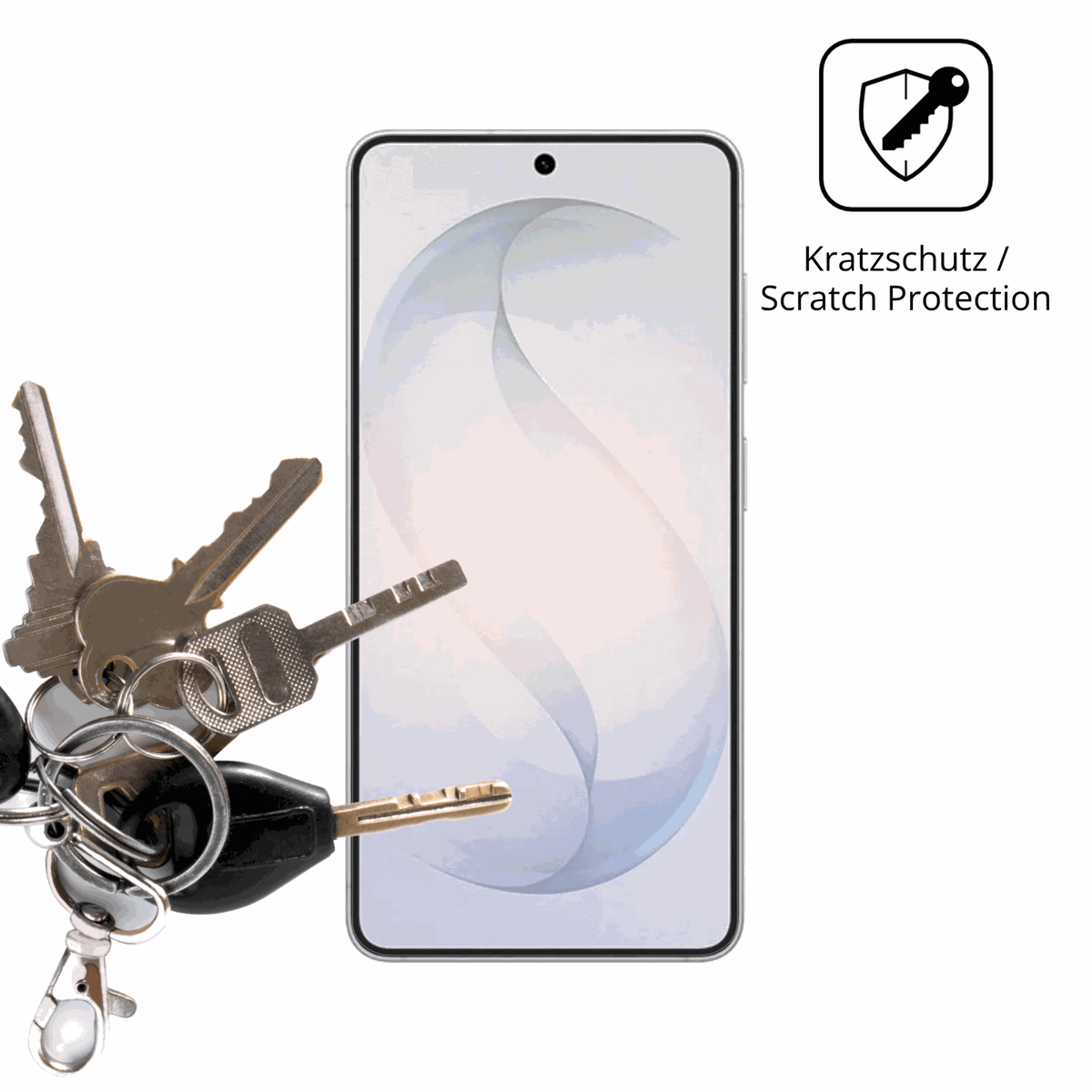 Schutz gegen Kratzer auf dem Samsung Galaxy S26 Plus Glas durch Schlüssel oder Ähnliches