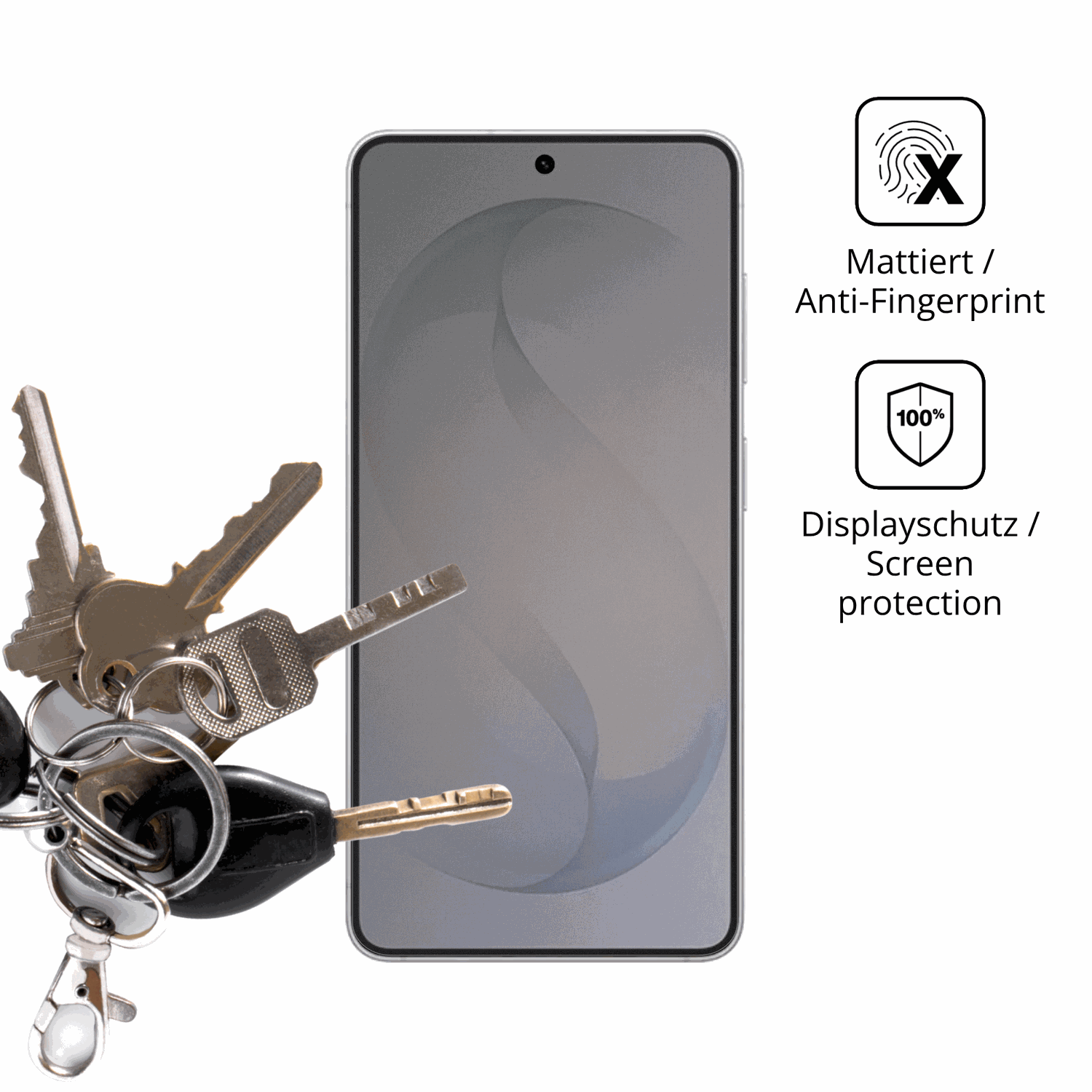 dipos Displayschutz für Samsung Galaxy S26 Plus, mattierte Oberfläche, Blickschutzfilter und perfekter Passform