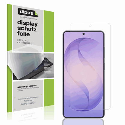 Matte Displayschutzfolie von dipos passend für Samsung Galaxy S26 Ultra, präziser Zuschnitt und blasenfrei montiert