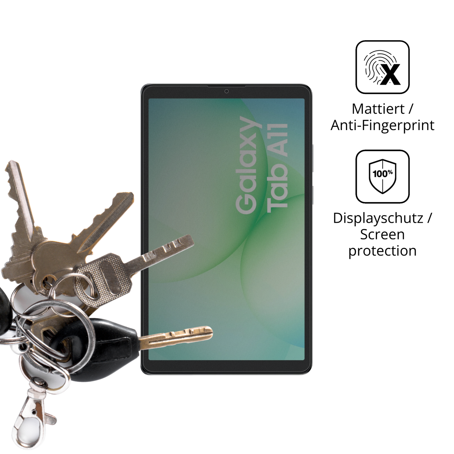 dipos Displayschutz für Samsung Galaxy Tab A11, mattierte Oberfläche, Blickschutzfilter und perfekter Passform