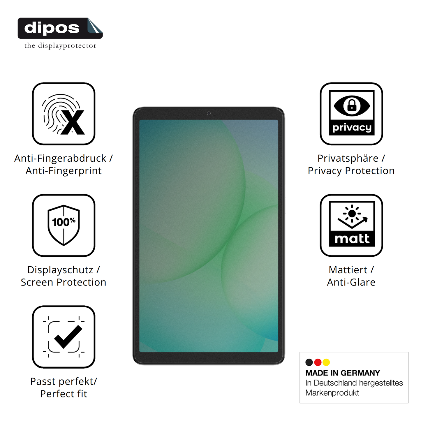 Privatsphäre-Schutz durch Sichtschutz-Folie passend zugeschnitten für samsunggalaxy tab a11 8.7 zoll