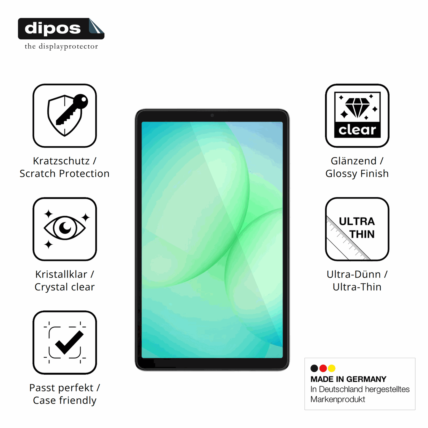 Displayschutz hergestellt in Deutschland, höchste Qualität made in Germany