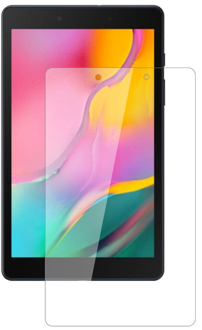 SamsungGalaxy Tab A 8.0 (2019) mit aufgebrachter dipos Flex Schutzfolie, glasklare Darstellung ohne Einschränkungen