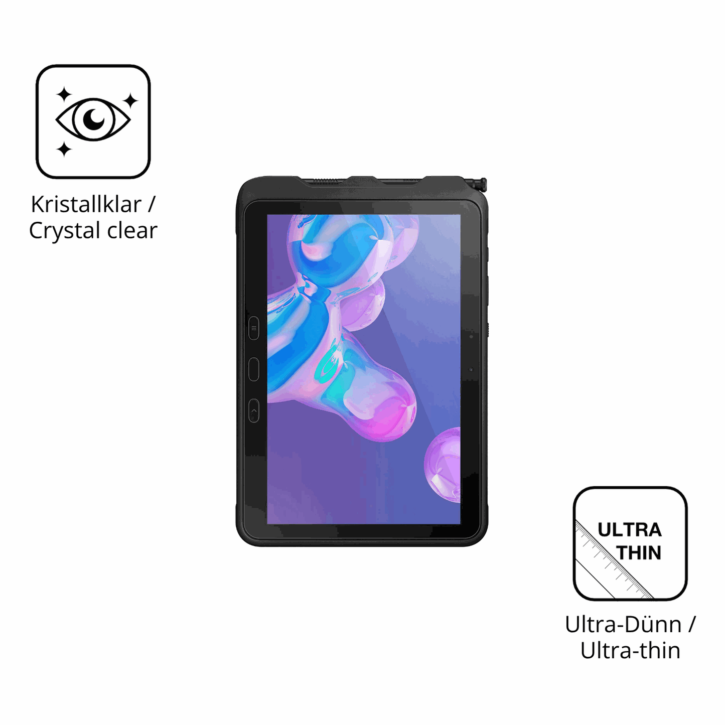 Dünne und klare Folie passend zugeschnitten für Samsung Galaxy Tab Active 5 Pro