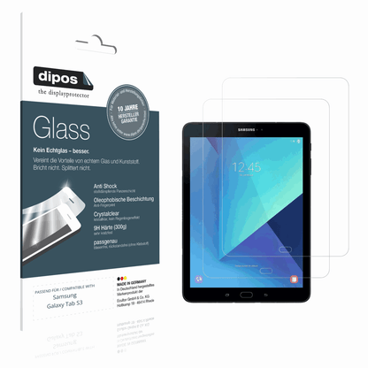 Klare Displayschutzfolie von dipos passend für Samsung Galaxy Tab S3, 9H kratzfest und blasenfrei montiert