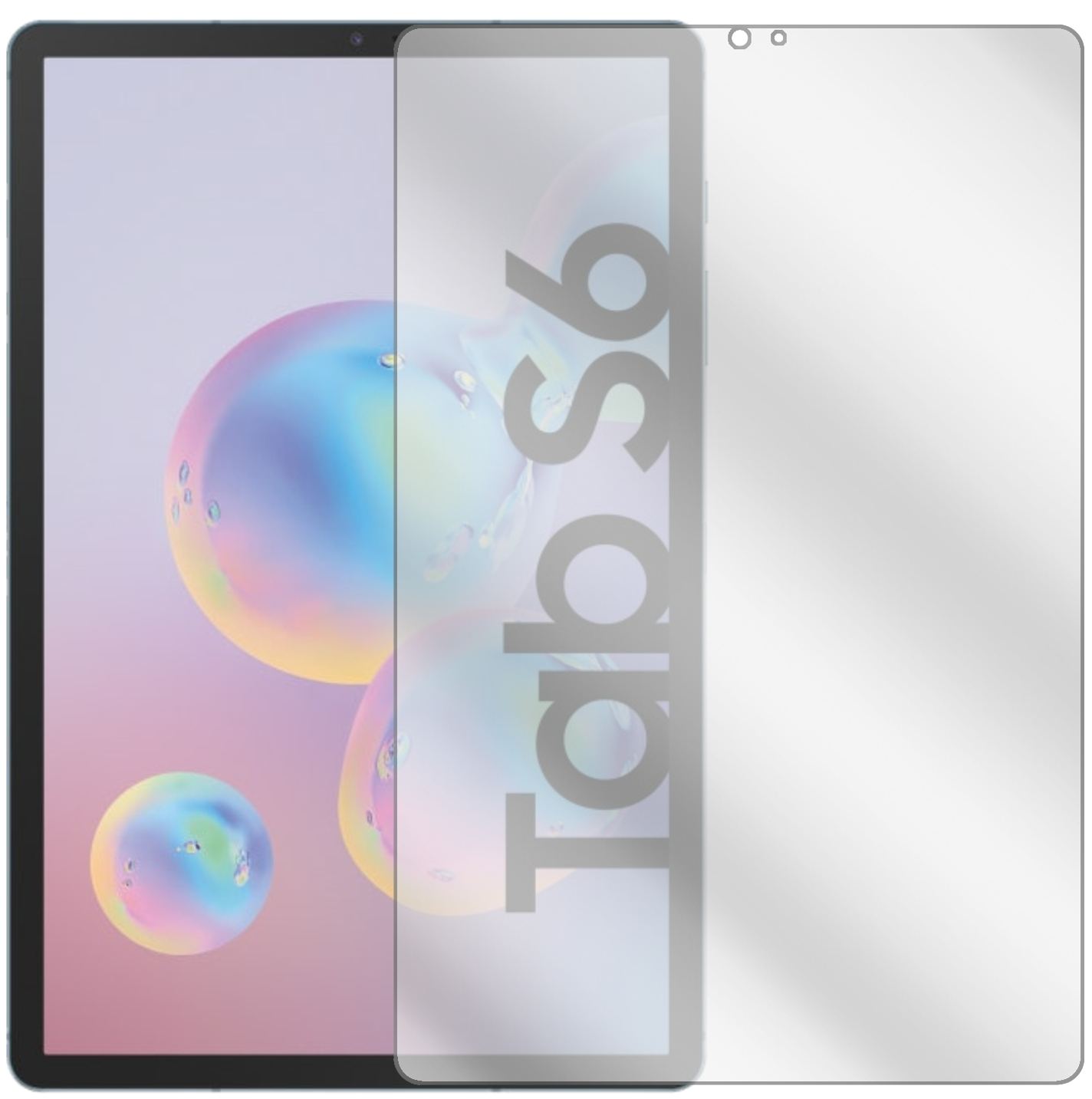 SamsungGalaxy Tab S6 mit aufgebrachter dipos Displayschutzfolie, glasklare Darstellung ohne Einschränkungen