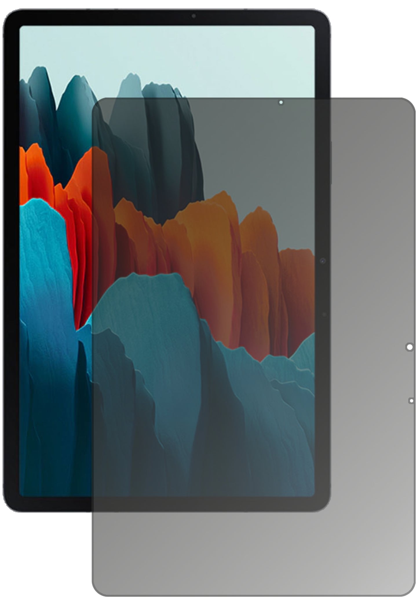 SamsungGalaxy Tab S7 Plus Wi-Fi mit aufgebrachtem dipos Displayschutz, der seitliche Einblicke blockiert