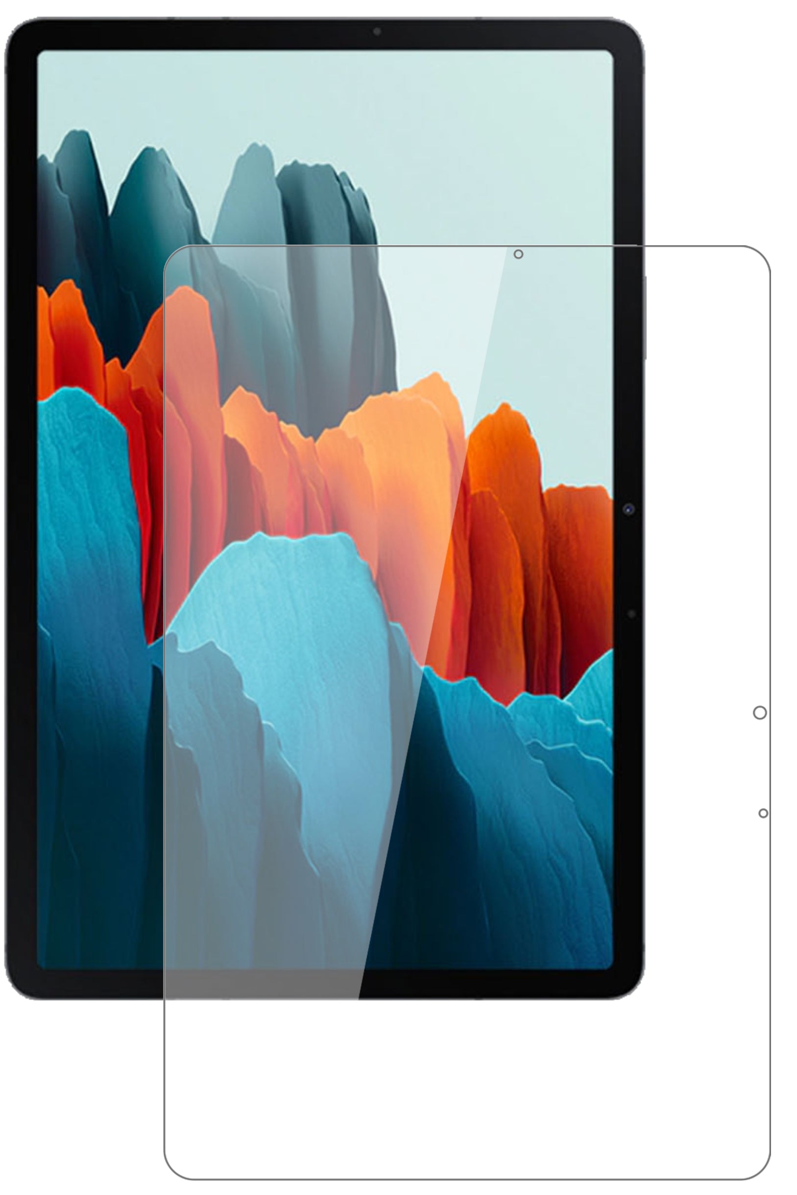 SamsungGalaxy Tab S7 LTE mit aufgebrachter dipos Flex Schutzfolie, glasklare Darstellung ohne Einschränkungen