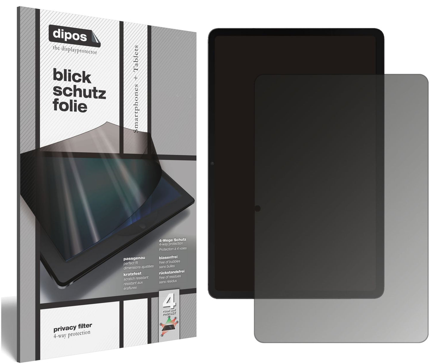 Blickschutzfolie von dipos passend für Samsung Galaxy Tab S8, präziser Zuschnitt und blasenfrei montiert