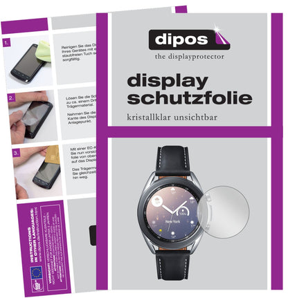Klare Displayschutzfolie von dipos passend für Samsung Galaxy Watch 3 (41mm), präziser Zuschnitt und blasenfrei montiert