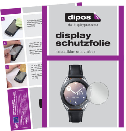 Klare Displayschutzfolie von dipos passend für Samsung Galaxy Watch 3 (45mm), präziser Zuschnitt und blasenfrei montiert