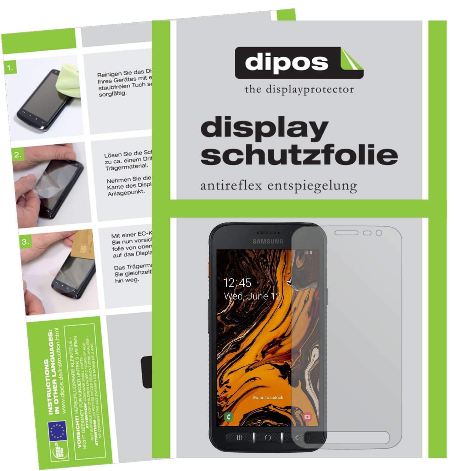 Matte Displayschutzfolie von dipos passend für Samsung Galaxy Xcover 4S, präziser Zuschnitt und blasenfrei montiert