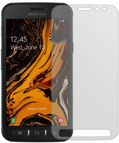 SamsungGalaxy Xcover 4S mit aufgebrachter dipos Displayschutzfolie, die lästige Fingerabdrücke minimiert