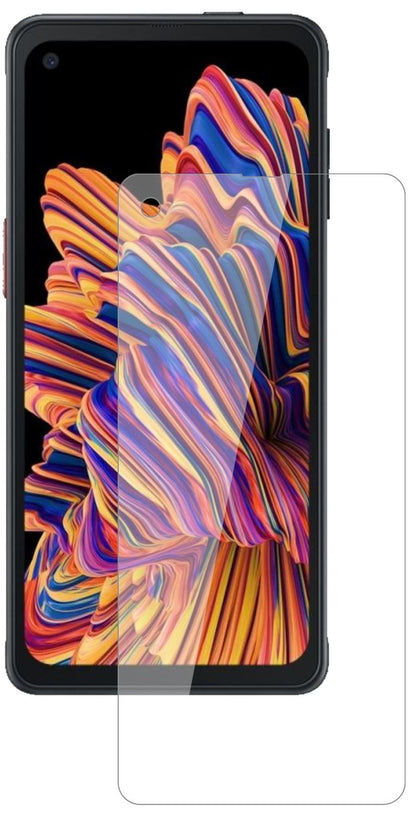 SamsungGalaxy XCover Pro mit aufgebrachter dipos Flex Schutzfolie, glasklare Darstellung ohne Einschränkungen