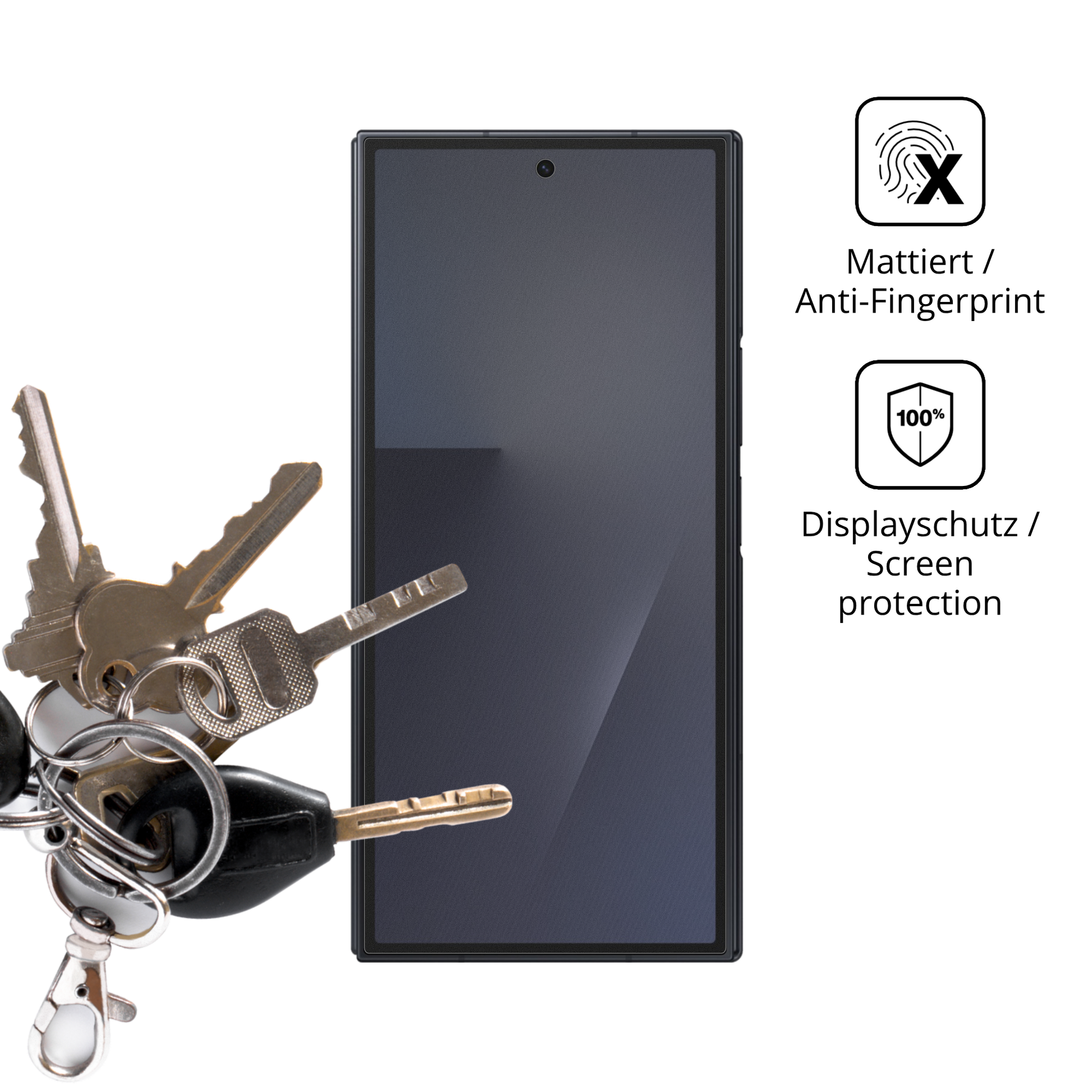 dipos Displayschutz für Samsung Galaxy Z TriFold Aussenseite, mattierte Oberfläche, Blickschutzfilter und perfekter Passform