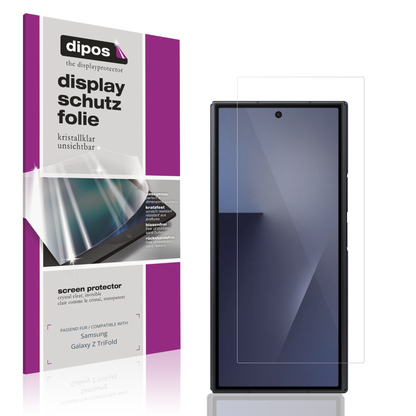 Klare Displayschutzfolie von dipos passend für Samsung Galaxy Z TriFold Aussenseite, präziser Zuschnitt und blasenfrei montiert