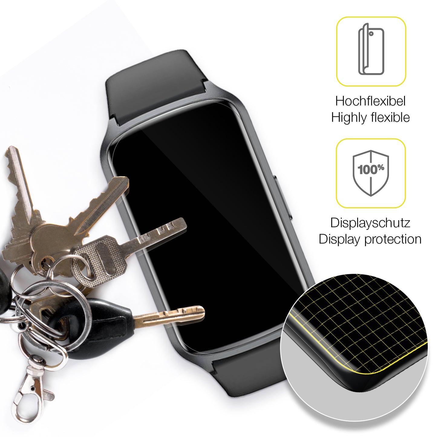 dipos Displayschutz für Sanorum Smartwatch 1.47 Zoll, transparente Oberfläche, geringe Dicke und perfekte Passform